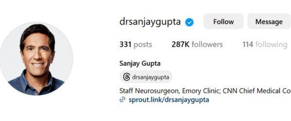 Dr. Sanjay Gupta healthcare influencers on instagram