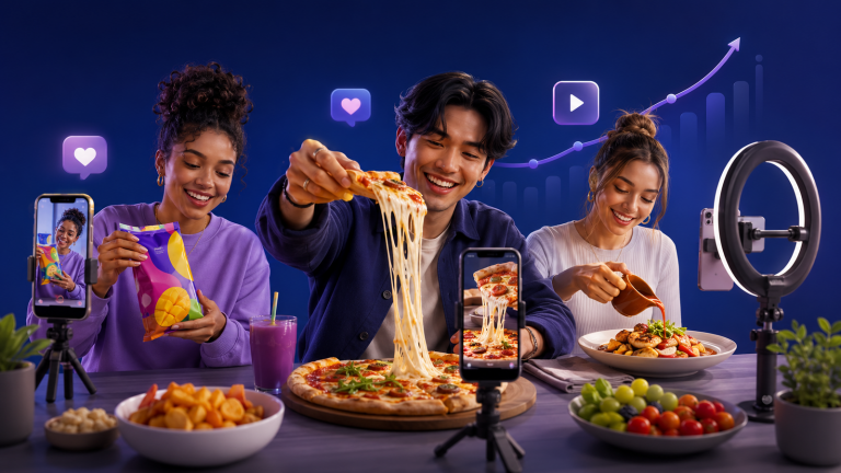 Food creators showcasing recipes, product placement, and visually engaging food content across social media.
